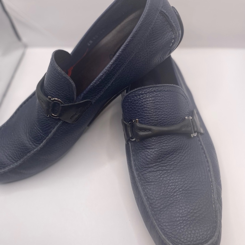 Salvatore Ferragamo Navy Leather Slip-Ons Mens Size 8.5 EE
